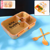 Bite Buddy 4-Compartment Leak-Resistant Plastic Lunch Box with Spoon & Fork