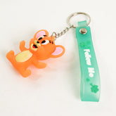 Cute Cartoon Silicone 3D Key Chain with Metal Hook & Strap (Pack of 1 / Mix Design)