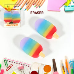 Jelly Popsicle Erasers – Cute & Fancy Mini Erasers for Kids (2 Pc Set, Mix Design)