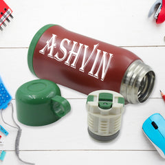 Customize Premium Stainless Steel Insulated Sipper Bottle Print Water FlaskCartoon Vacuum Hot Cold For Kids / Travelling Water Bottle for Kids with  up Straw,  Double Wall Thermos with Straw & Bottle Zippe Cover For office/Gym/School (550 ML)