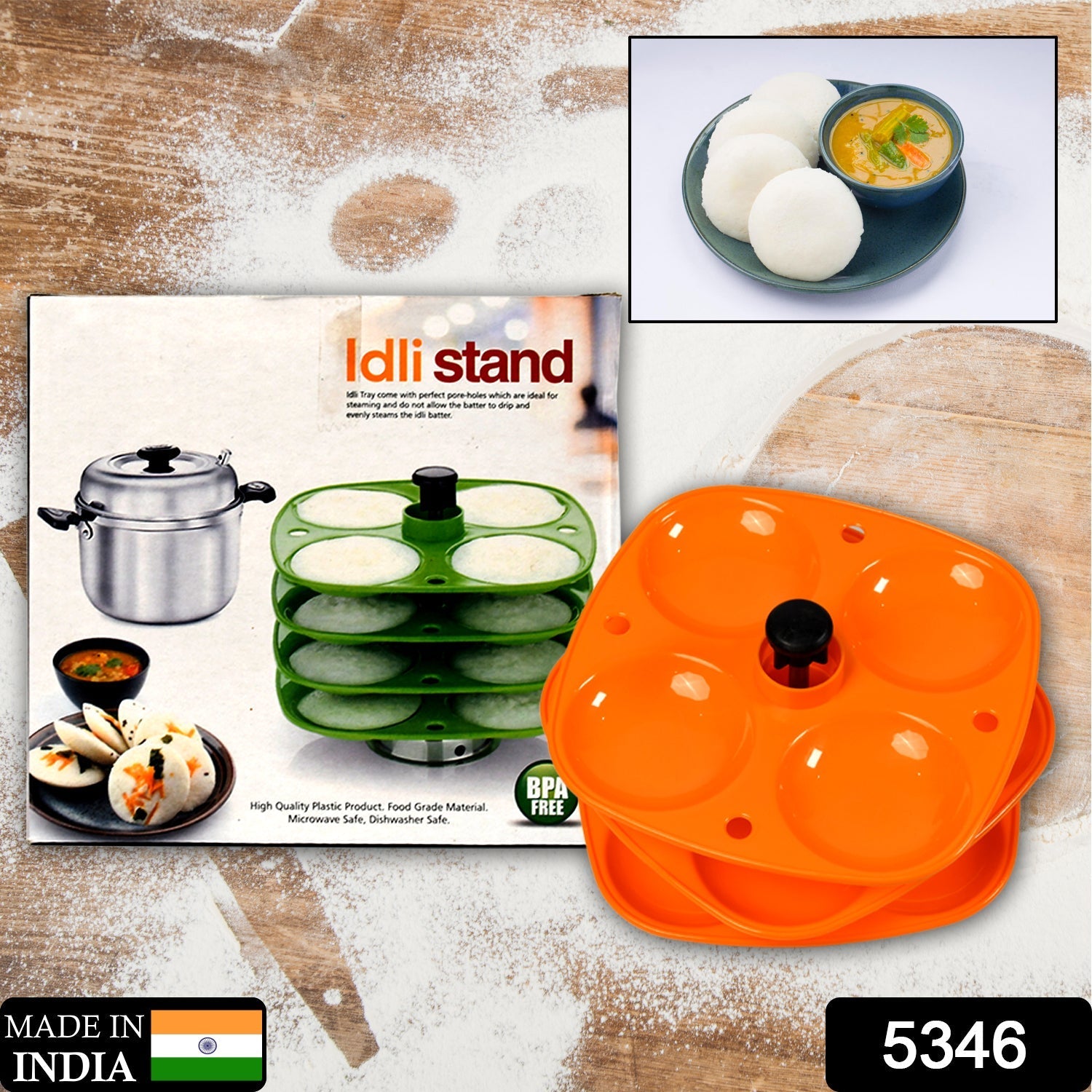 5346 3 Layer Idli Stand used in all kinds of household kitchen purposes for holding and serving idlis. DeoDap