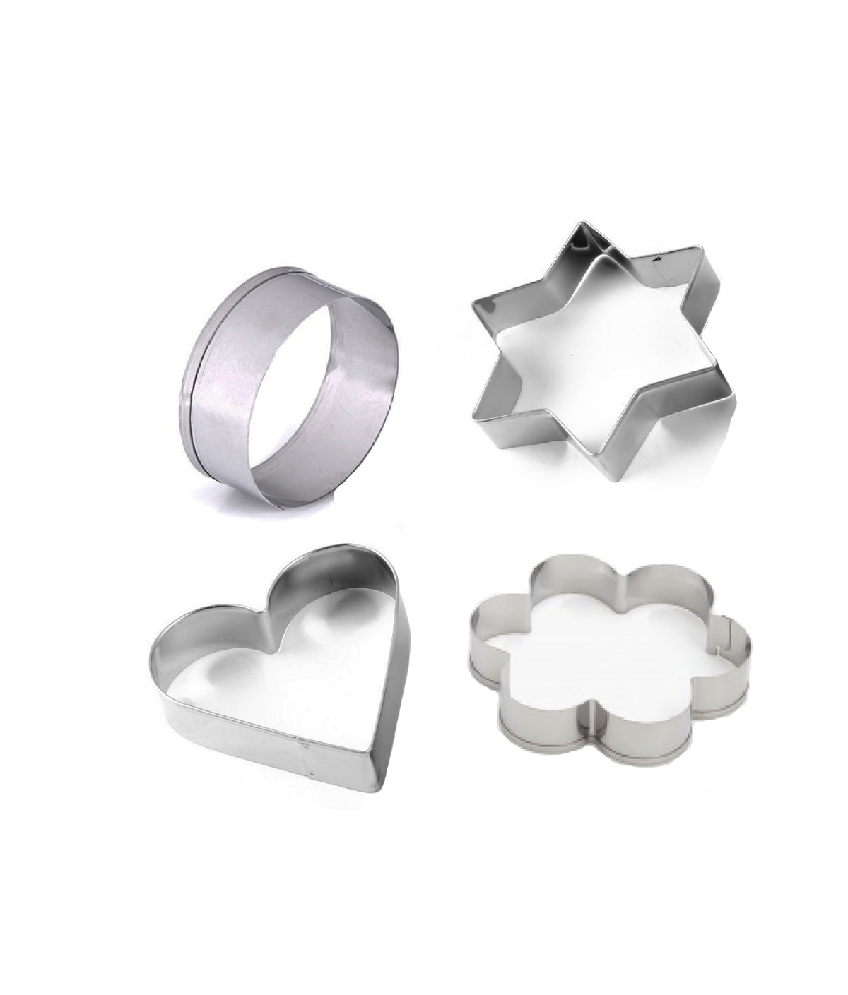 0827 Cookie Cutter Stainless Steel Cookie Cutter with Shape Heart Round Star and Flower (4 Pieces) DeoDap