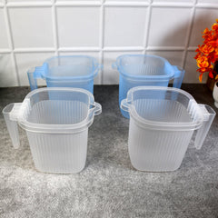 Plastic Transparent Bathroom Water Mug (4 pc / Mix colour / 1000 ML)