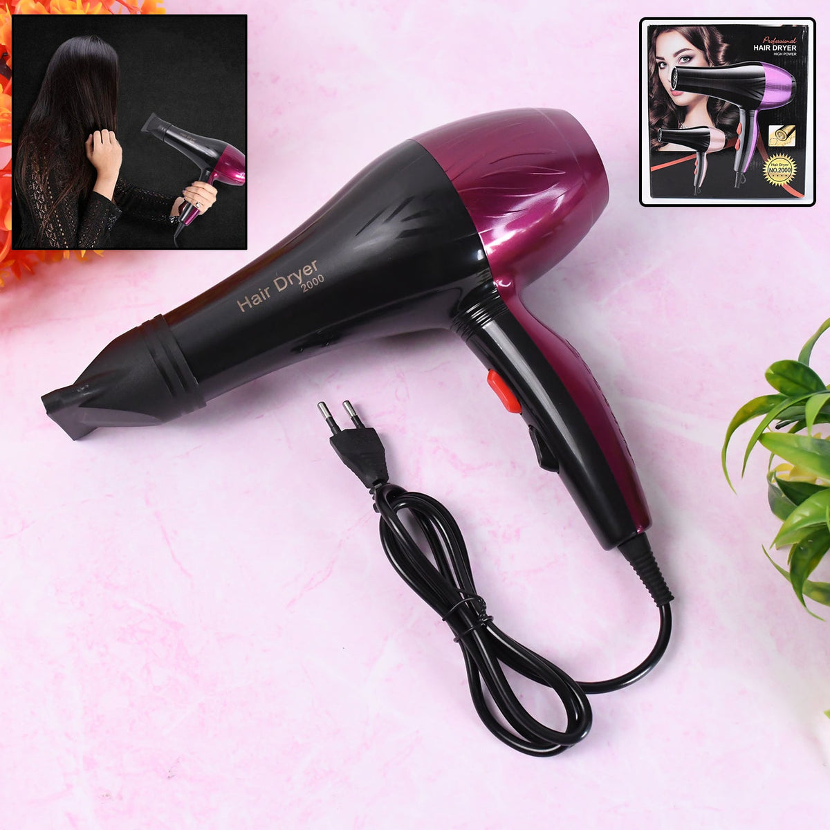 Professional High Power Multi Purpose Hair Dryer Salon (220V,50-60Hz / 1 Pc)