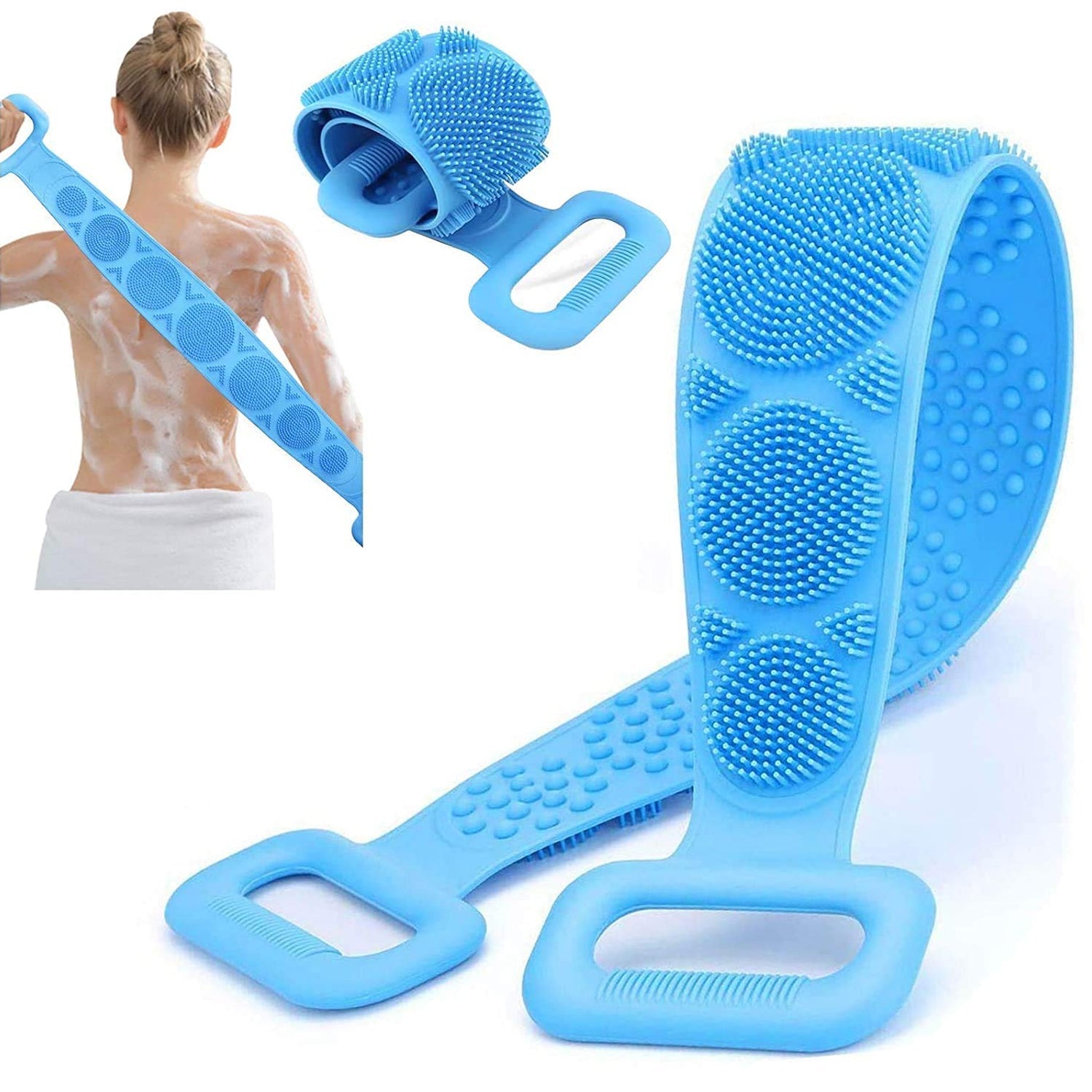 Silicone Body Back Scrubber Double Side Bathing Brush for Skin Deep Cleaning Massage, Dead Skin Removal (77 Gm | Small Size / 1pc)