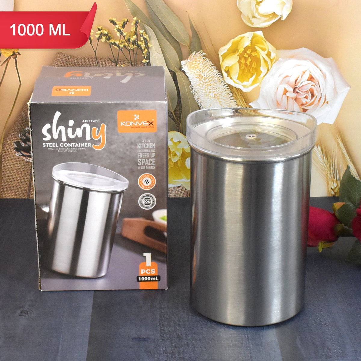 Multipurpose Stainless Steel Airtight Containers with See Through Lid (1 Pc / 1000 ML)