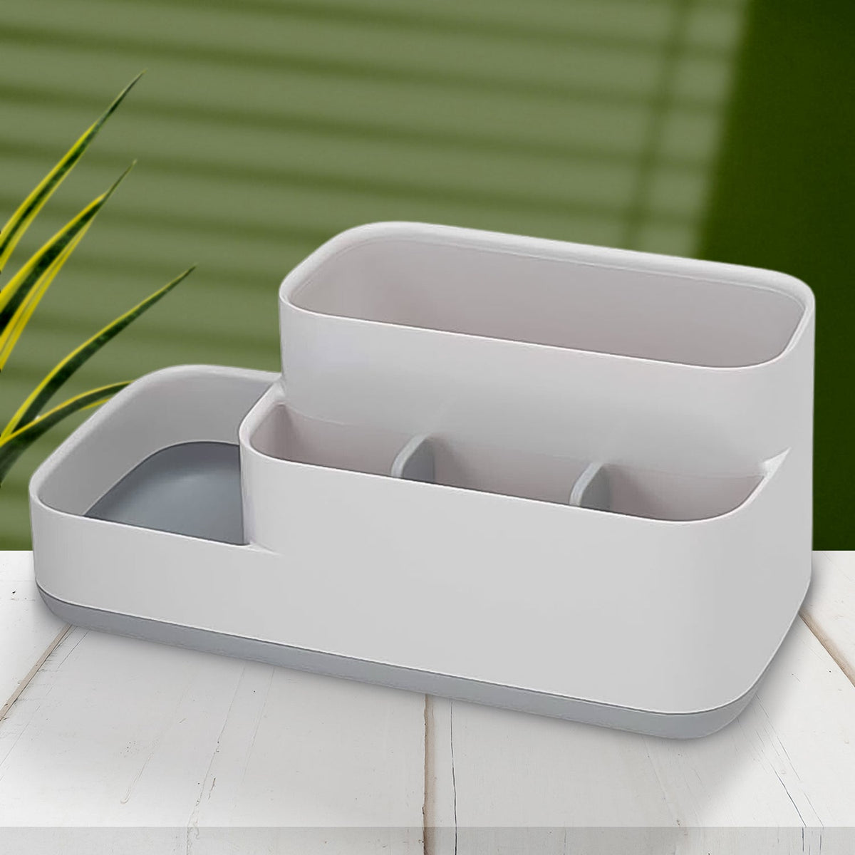 Plastic Multipurpose 5 Compartment Bathroom Desk Organizer Holder (1 Pc)