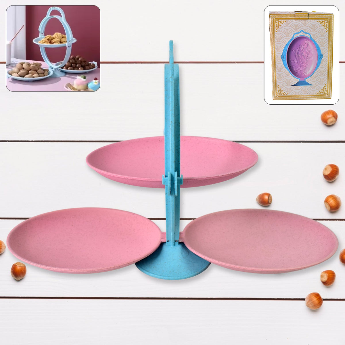 Foldable Fruit Plate Candy Dish | Multi Use Mirror Shape Dried Fruit Tray (1 Set)