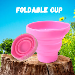 Round Silicone Foldable Glass, Foldable Travel Mug (1 Pc)