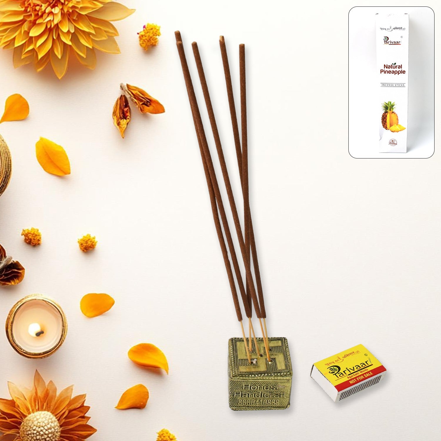 Natural Pineapple Fragrance Incense Sticks Agarbatti (90 Gm / With Machis 1 Packet)