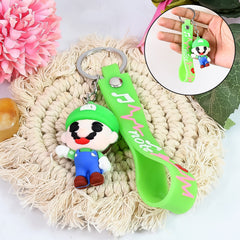 Cute Cartoon Silicone 3D Key Chain with Metal Hook & Strap (Pack of 1)