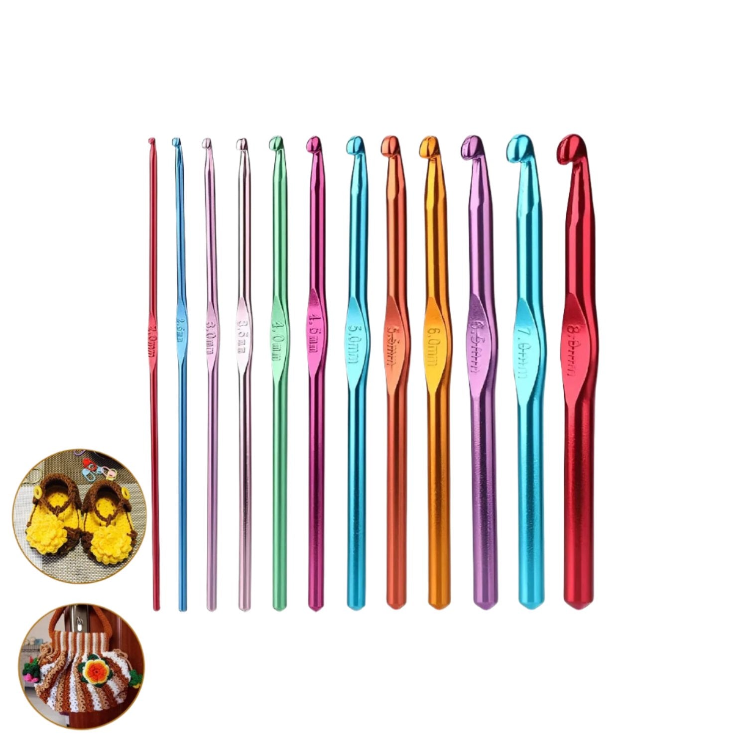 Aluminium Multicolor Knitting Needles, Crochet Kit (12 Pcs Set)