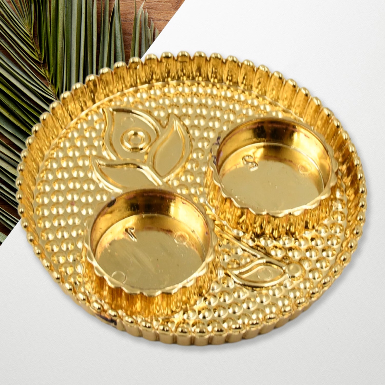 Round Shape Special Puja Thali, Kumkum Thali Holder (1 Pc / Small)