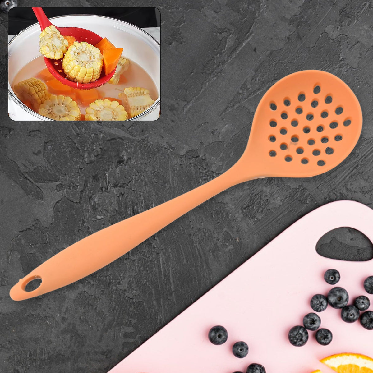 Multipurpose Silicone Colander Spoon (1 Pc)