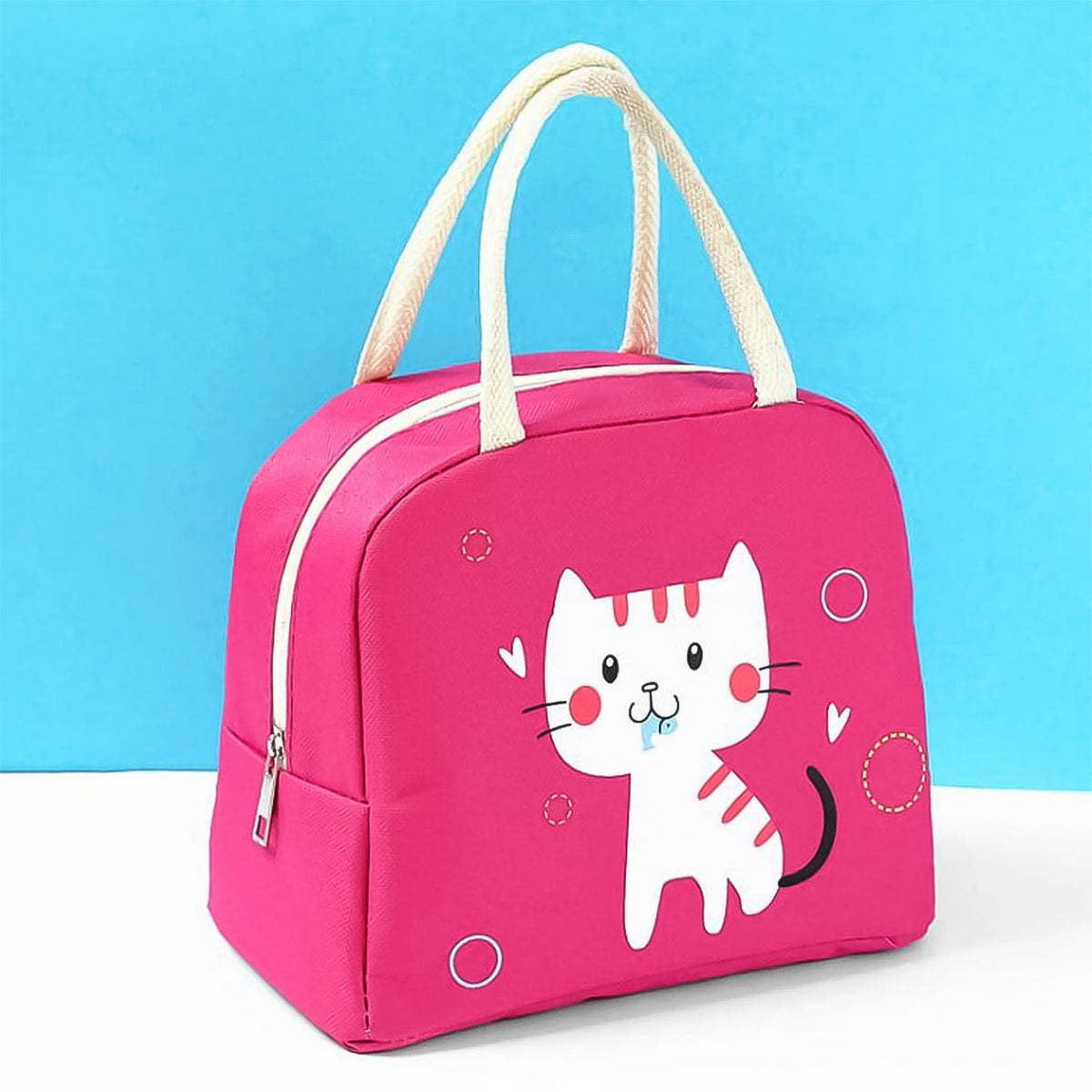 Insulated Lunch Box Bag With Zipper Closer (1 Pc / Mix Color)