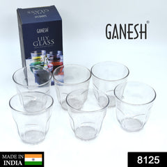 8125 Ganesh Lily glass Break Resistant plastic set of 6Pcs (300 Ml) DeoDap