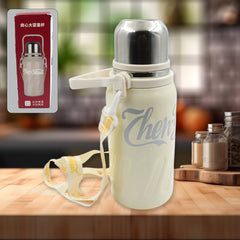 13040 Stainless Steel Vacuum Insulated Water Bottle | Leak Proof Flask for Tea Coffee | Reusable Water Bottle with Hanging Strap | Bottle for Hot & Cold Drinks Wide Mouth Water Flask (900 ML)