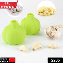 Manual garlic peeler with silicone material.