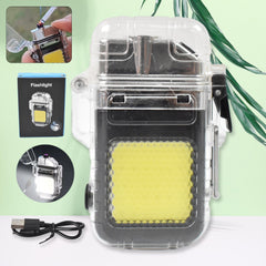 USB Rechargeable Electric Lighter & 3 Modes COB Flashlight (1 Pc)