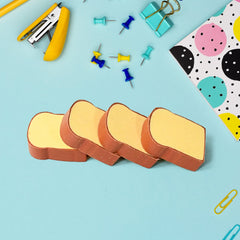 17527 3D Toast Bread Shape Eraser for Kids, Cartoons Erasers Toast Bread Erasers Bread Shaped Eraser for Students, Gift, Cute Fun Food Pencil Erasers for School Classroom, Stationery for Boys & Girls (4 Pcs Set)