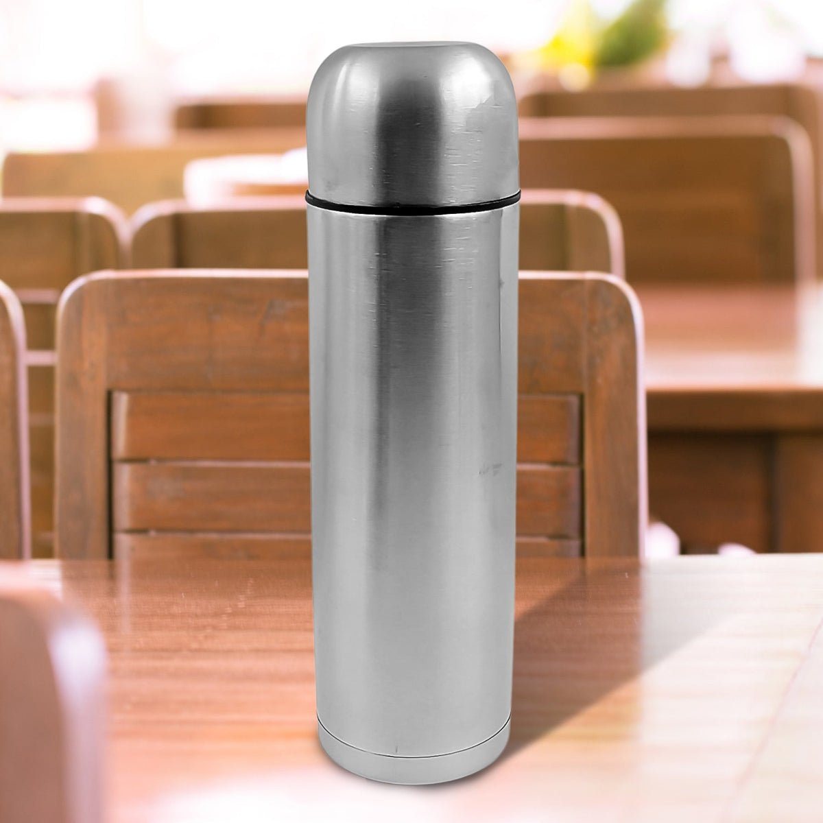 Vacuum Flask Without Cover, 18/8 Stainless Steel | Hot and Cold Water Bottle with Push-Down Lid | Double Walled Stainless Steel Bottle for Travel, Home, Office, School, Picnic (750 ML)