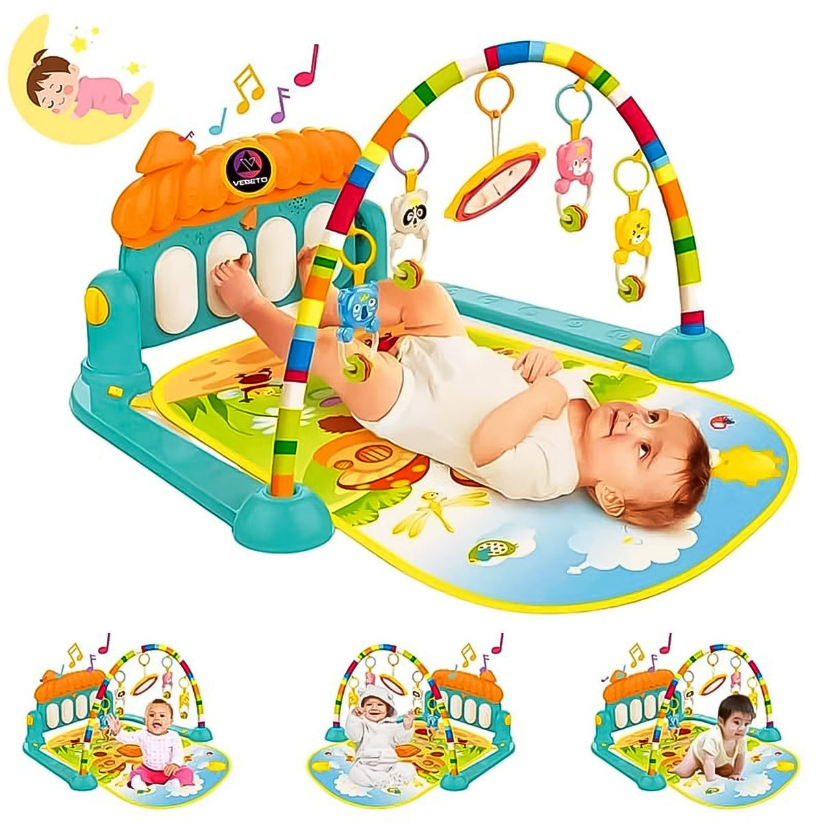 2in1 Baby Kick and Play Piano Gym Mat & Fitness Rack (1 Set)