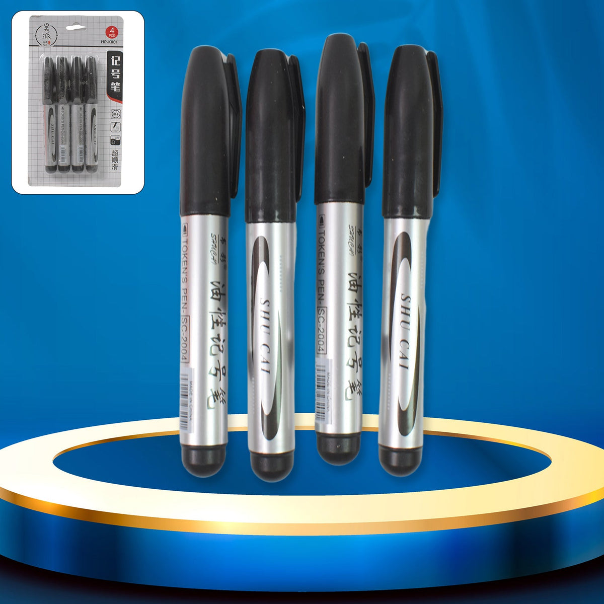 Black Marker used in all kinds of school, college (4 Pcs Set)