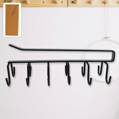 Double-Row Metal cupholder Rack, Multi-Purpose Iron Hanger with 6 Hooks (1 Pc)