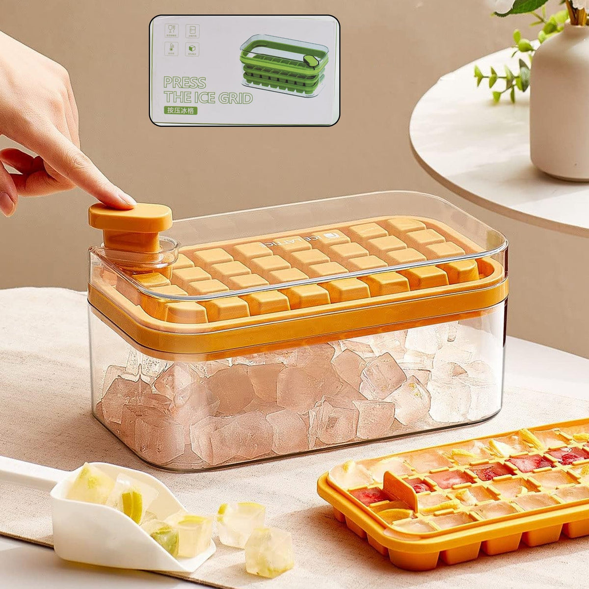 Ice Cube Tray with Lid 32 Grid