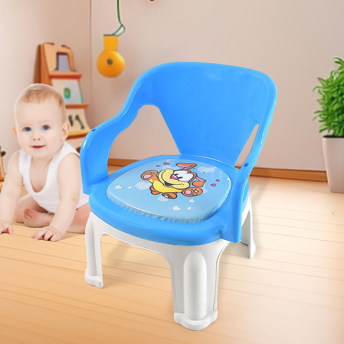 Plastic Multipurpose Strong and Durable Baby Chair with Cushion Base (1 Pc)