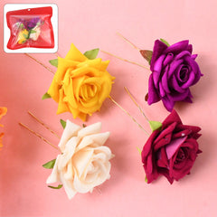 Colourful Flowing Flower Hair Pin (4 Pcs Set / Mix Color)