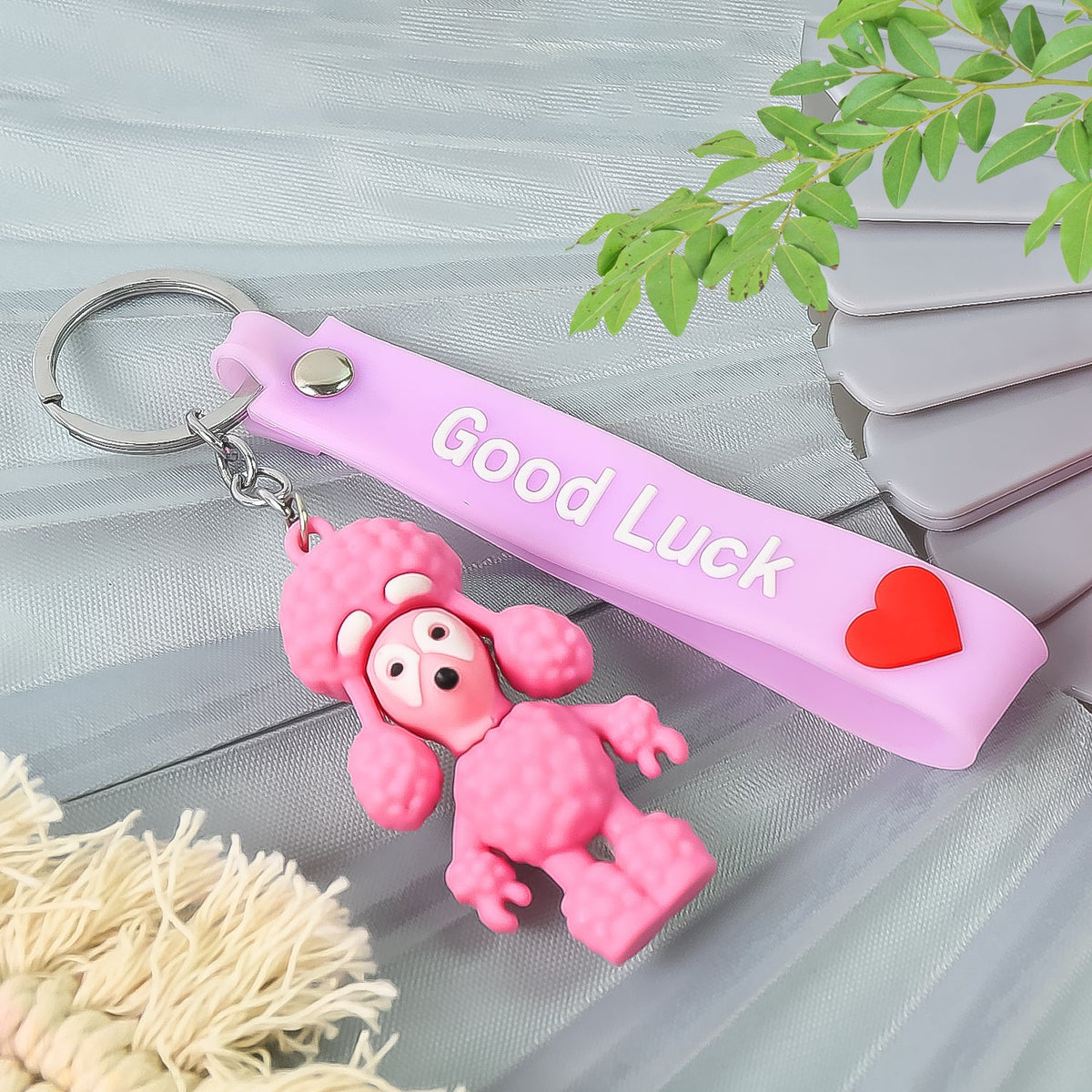 Cute Cartoon Silicone 3D Key Chain with Metal Hook & Strap (Pack of 1)