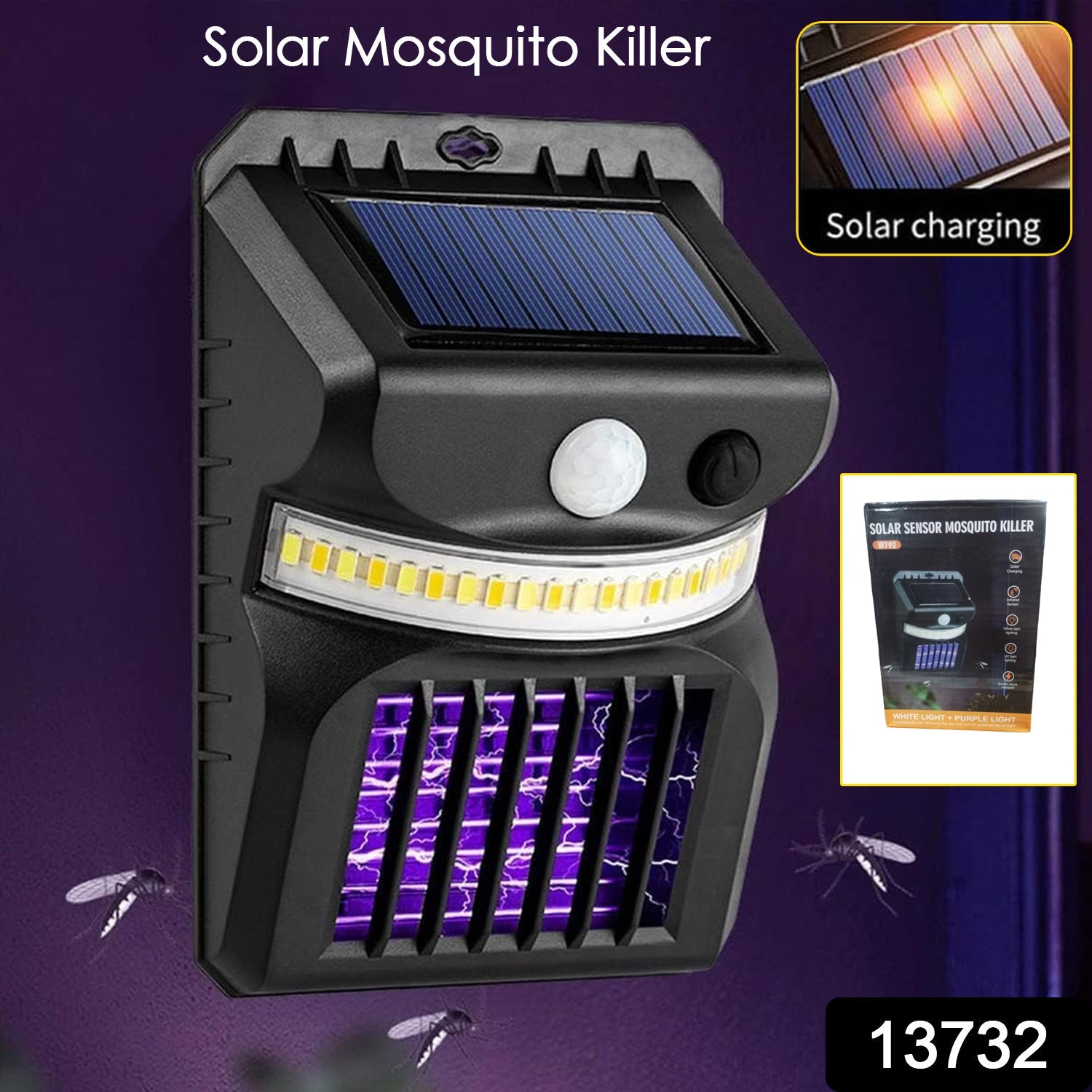 Bug Zapper Outdoor 2 in 1 Solar Mosquito Zapper Lamps (1 Pc)