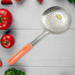 Colander Spoon, Non Slip Hand Polished Thickened Hot Pot Spoon for Kitchen for Restaurant, Stainless Steel Cooking Colander Skimmer Slotted Spoon Kitchen Strainer Ladle with Long Handle for Kitchen Cooking Baking (35 Cm & 34Cm)