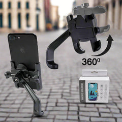 12674 Full Metal Body Bike & Scooty 360 Degree Rotating Mobile Holder Stand for Bicycle, Motorcycle, Scooty for Maps and GPS Navigation Fits All Smartphones (1 Pc)