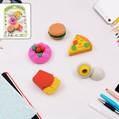 18034 3D Food Shape Fancy & Stylish Colorful Erasers, Mini Eraser Creative Cute Novelty Eraser for Children Eraser Set for Return Gift, Birthday Party, School Prize(5 Pcs Set)