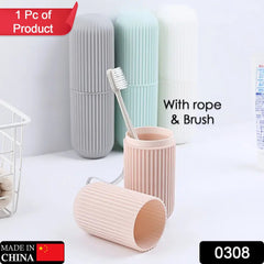 0308 Travel Toothbrush Holder, Portable Toothbrush Case for Traveling, Camping, Capsule Shape Travel Toothbrush Toothpaste Case Holder Portable Toothbrush Storage Plastic Toothbrush Holder With Rope and Brush