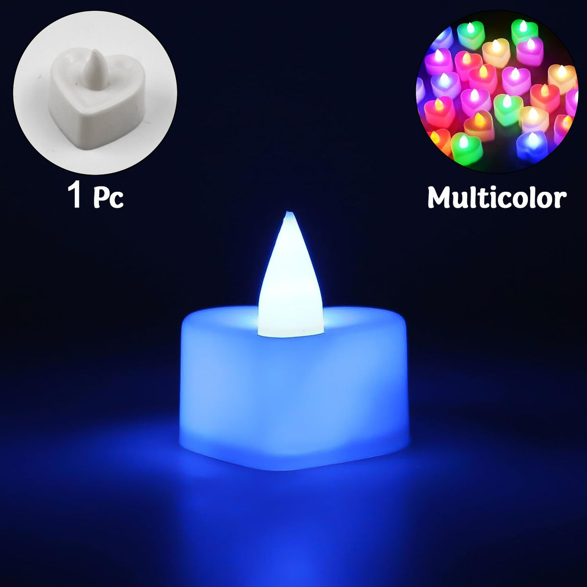 LED Tealights, Smokeless Plastic Decorative Candles (Pack Of 1 / Multicolor)