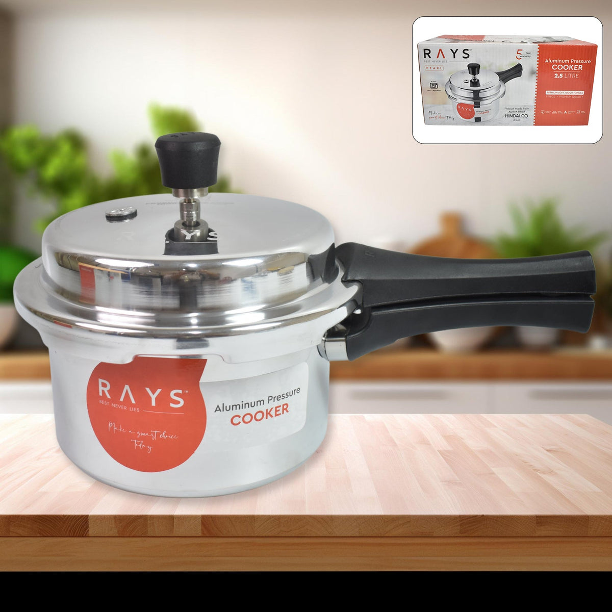 Aluminium Rays Pearl Pressure Cookers With Outer Lid (2.5 Litres)