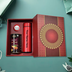 Personalized Temperature Water Bottle, Silver color Coin & Chocolate (With Attractive Multi Color Box / 3 Pc Set)