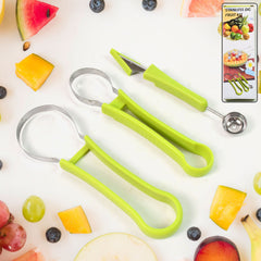 Professional 3 in 1 Stainless Steel Watermelon Cutter Fruit Carving Tools Set (1 Set)