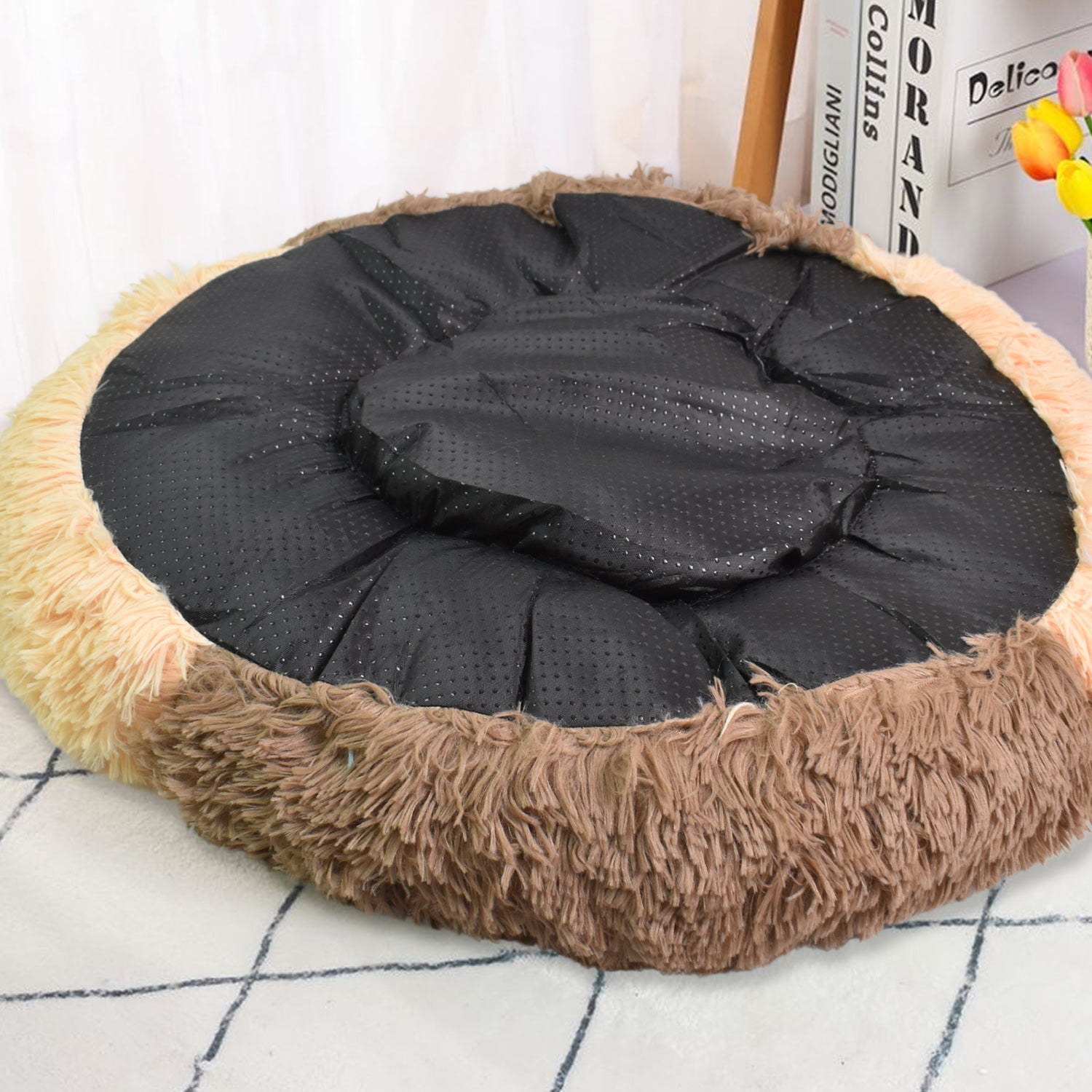 Dog Bed, Cat Bed,  Bottom Calming Donut Dog Bed (1 Pc)