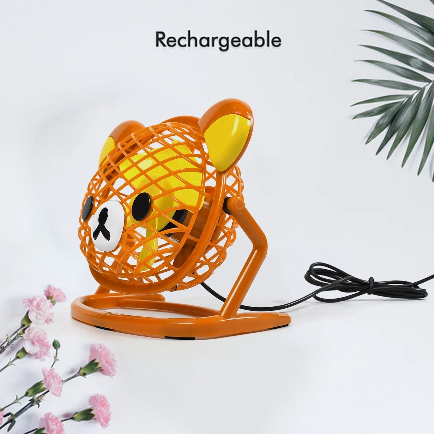 7714TEDDY BEAR PORTABLE FAN ADJUSTABLE USB FAN SUITABLE FOR HOME , OFFICE , CAR, & MULTI USE FAN DeoDap