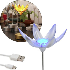 13074 Color Changing Lotus Flower Lamp with Music, Touch Open and Close, USB Rechargeable (1 Pc)