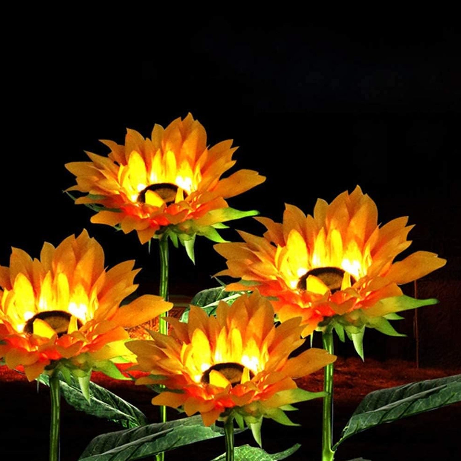 Garden Solar Sunflower Outdoor LED Light  Inserted Ground Simulation Plant (4 Pcs Set)