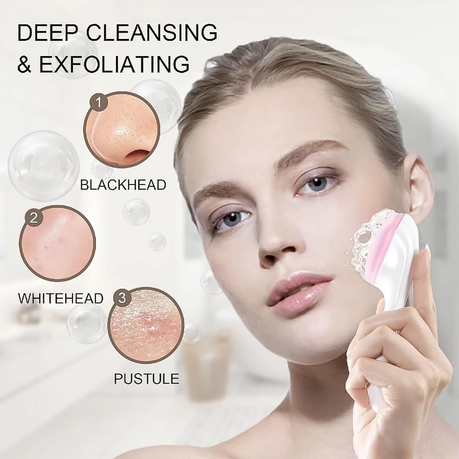 Silicone Face Scrubber Exfoliating Brush, Manual Handheld Facial Cleansing Brush (1 Pc)