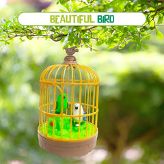 Sound Activated Chirping Bird in Hanging Cage, Beautiful Pinjra Bird Toy (1 Pc / Battery Not Operated)