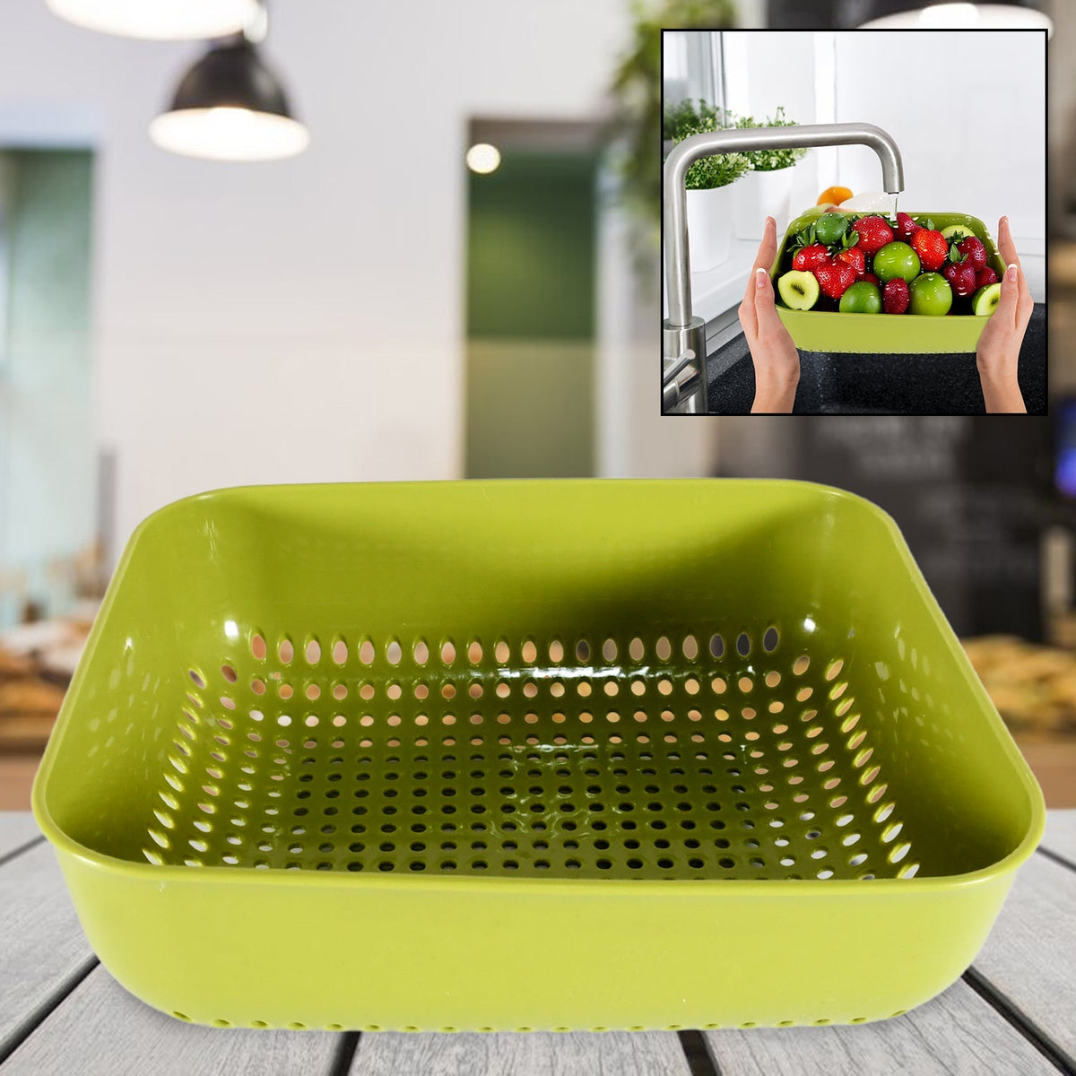 8181 Multipurpose Small Plastic Kitchen Basket, Vegetables and Fruits Washing, Basket (20x17 Cm)