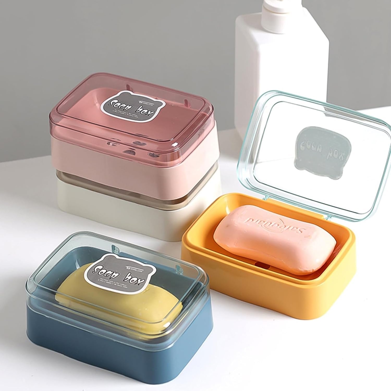 Plastic Soap Dish, Portable Plastic Self Draining Soap Holder (1 Pc / Mix Color)