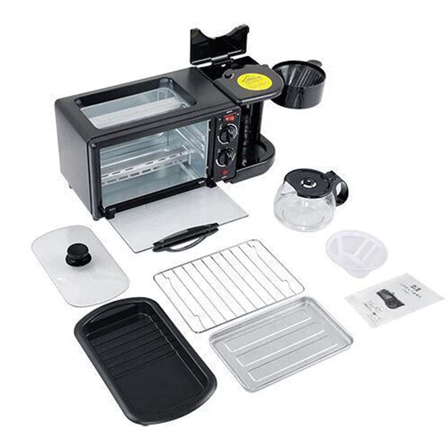 2788 3 in 1 Breakfast Maker Portable Toaster Oven, Grill Pan & Coffee Maker Full Breakfast Ready at One Go DeoDap